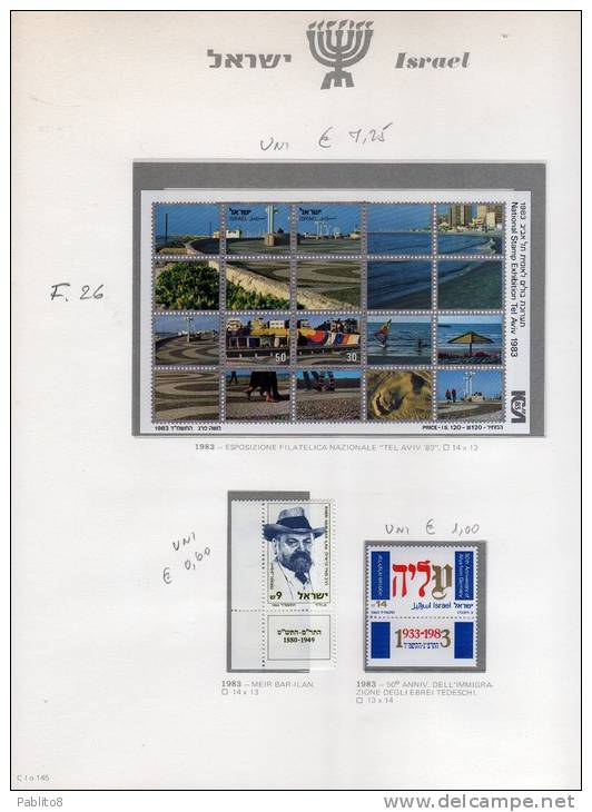 ISRAELE  1983 ANNO  MONTATO SU FOGLIO GBE MNH  - ISRAEL  YEAR MOUNTED ON SHEET GBE - Volledig Jaar