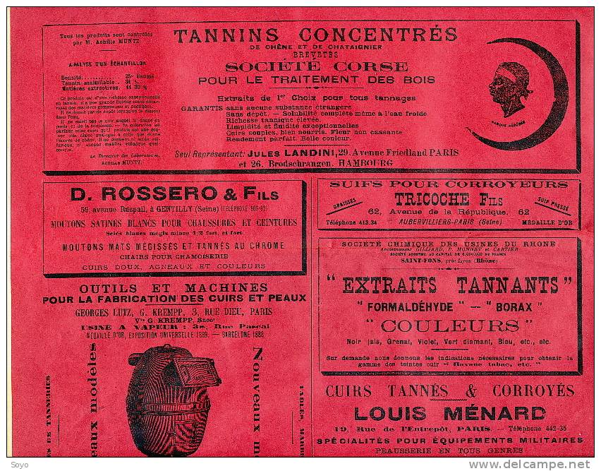 Tannerie, La Halle Aux Cuirs Journal 1905 Tres Nombreux Dessins Pub - Autres & Non Classés