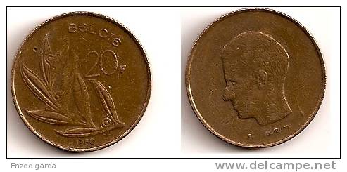 20 Francs – Belgique – 1980 – Légende Flamande – Nickel Bronze – Etat SUP – KM 160 - 20 Francs