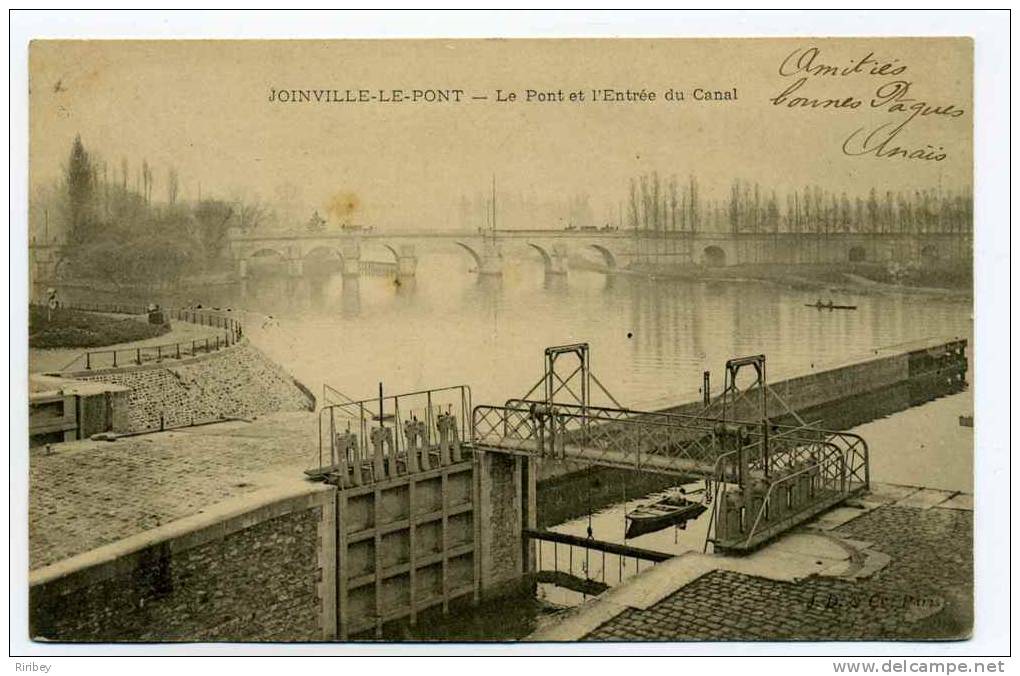 CPA JOINVILLE LE PONT - Le Pont Et L'entrée Du Canal - Cachet Ambulant MONTARGIS A PARIS - Brigade A - 12 Avril 1903 - Joinville Le Pont