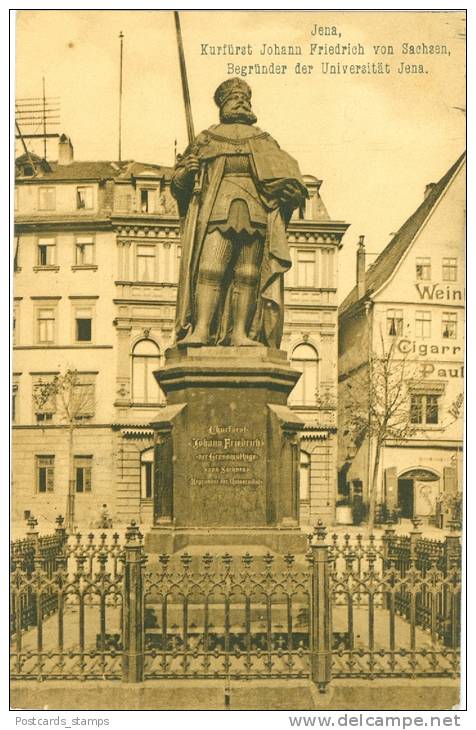 Jena, Denkmal Kurfürst Johann Friedrich Von Sachsen,  1913 Nach Angleur / Belgien Versandt - Jena