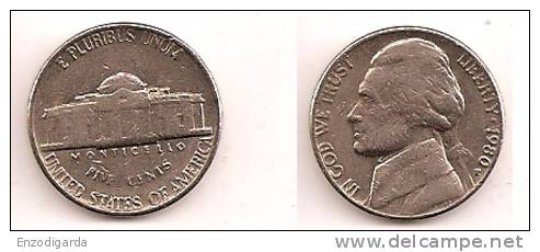5 Cents – Etats Unis – 1980 P – Jefferson – Cupro Nickel – Etat TB – KM A192 - 1938-…: Jefferson