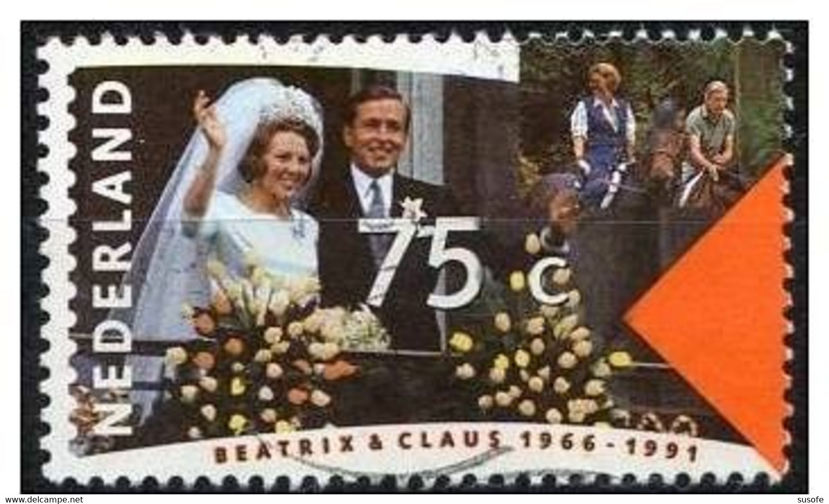 Holanda 1991 Scott 770 Sello º Aniv. Boda Real Beatriz Y Claus Michel 1400 Yvert 1370 Nederland Stamps Timbre Pays-Bas - Gebraucht