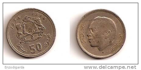 50 Santimat – Maroc -1394-1974 – Hassan II – Cupro Nickel – Etat TTB – KM 62 - Maroc