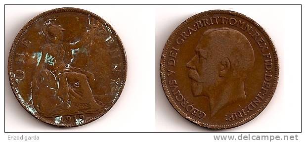 1 Penny – Grande Bretagne – 1919 – George V – Bronze – Etat TB – KM 810 - D. 1 Penny