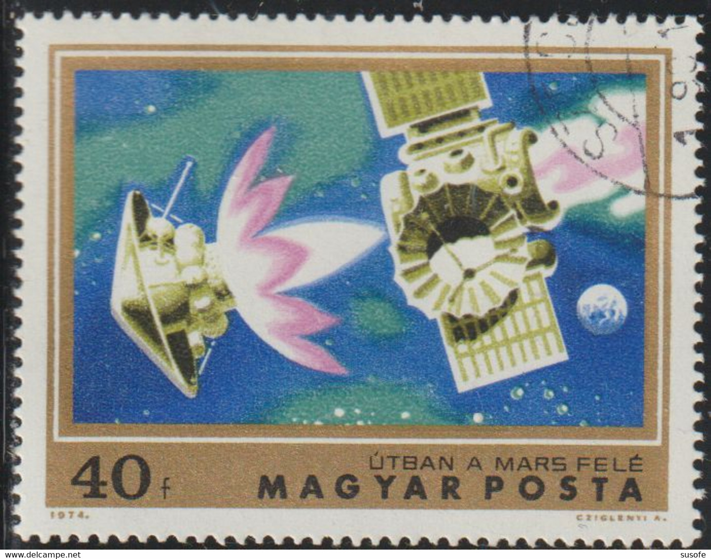 Hungria 1974 Scott 2273 Sello * Espacio Nave Espacial A Marte Michel 2931A Yvert 2357 Magyar Posta Hungary Stamps Magyar - Neufs