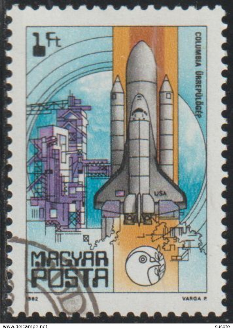 Hungria 1982 Scott 2743 Sello * Aniv. Viajes Espaciales Columbia Shuttle 1981 Michel 3557A Yvert 2814 Magyar Posta - Neufs
