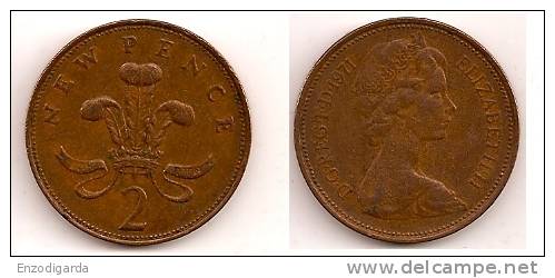 2 New Pence – Grande Bretagne – 1971 – Elizabeth II – Bronze – Etat TTB – KM 916 - 2 Pence & 2 New Pence