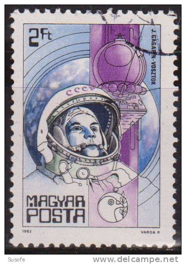 Hungria 1982 Scott 2746 Sello * Aniv. Viajes Espaciales Yuri Gagarin Voskhod Magyarorszag Hungary Stamps Timbre Hongrie - Gebruikt