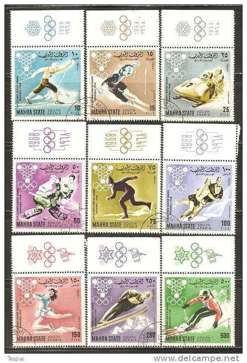 Aden / Mahra State 1967 Mi# 39-47 A  Used - Olympic Winter Games, Grenoble 1968 - Hiver 1968: Grenoble