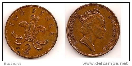 2 Pence – Grande Bretagne – 1988 – Elizabeth II – Bronze – Etat TTB – KM 936 - 2 Pence & 2 New Pence
