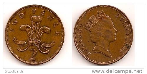 2 Pence – Grande Bretagne – 1989 – Elizabeth II – Bronze – Etat TTB – KM 936 - 2 Pence & 2 New Pence