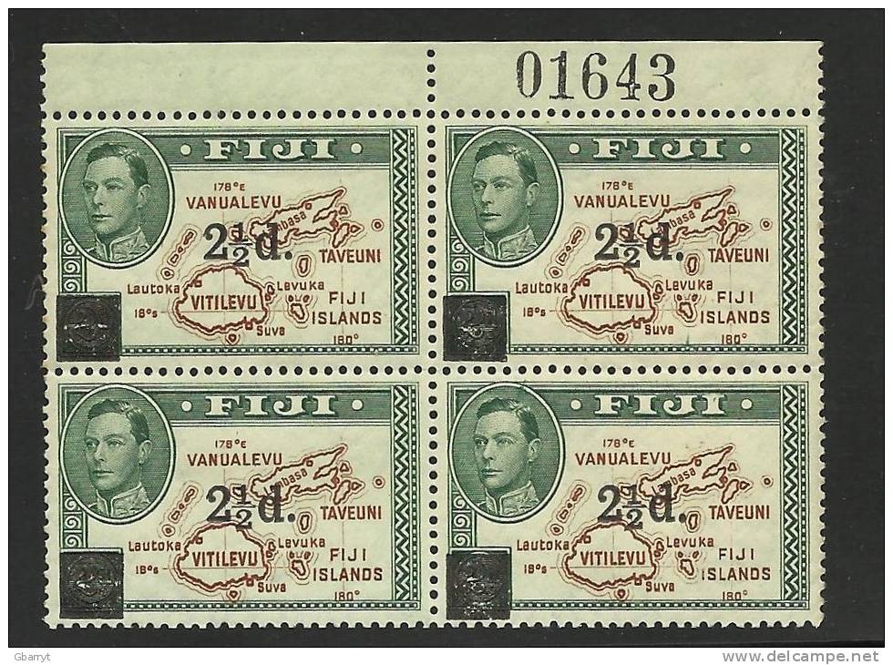 Fiji Scott # 136 MNH VF Upper Margin Block Of Four With Plate Number................... .....M67 - Fiji (...-1970)