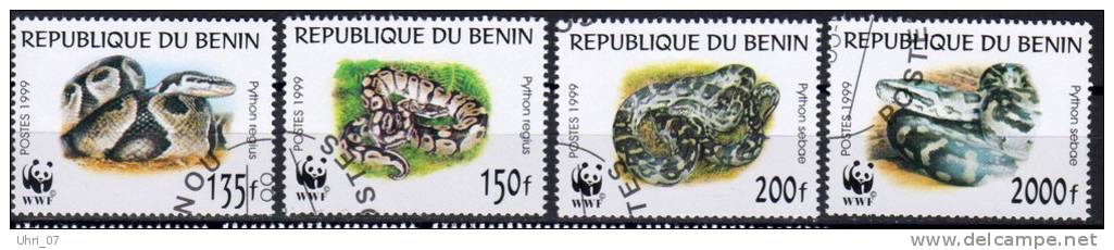 Benin WWF 1999 Pythonschlangen Mi.-Nr. 1159 - 1162  O - Serpenti