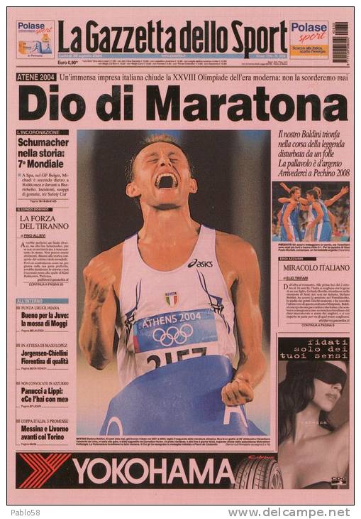 BALDINI MARATONA ATENE 2004 OLIMPIADI MARATHON - Gazzetta Dello Sport Promocard - Atletica
