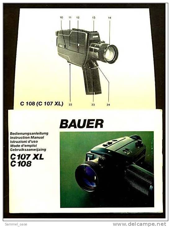 Bedienungsanleitung Für Videokamera Bauer C107 XL  / C108 - Ca. 1984 - Manuels De Réparation