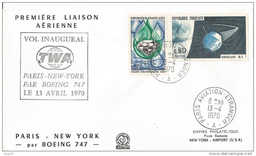 Vol Inaugural Paris - New - York Du 13/04/1970 Par Boeing 747 - Premiers Vols