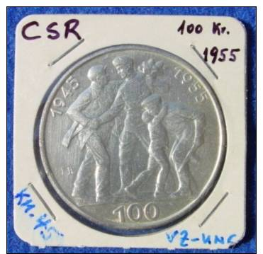 (1042800) Silbermuenze. Tschechoslowakei. 100 Kronen 1955 (KM. 45, Befreiung) - Tschechoslowakei