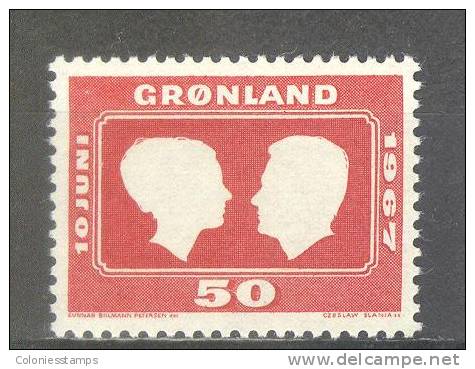 (SA0622) GREENLAND, 1967 (Wedding Of Crown Princess Margrethe). Mi # 67. MNH** Stamp - Unused Stamps
