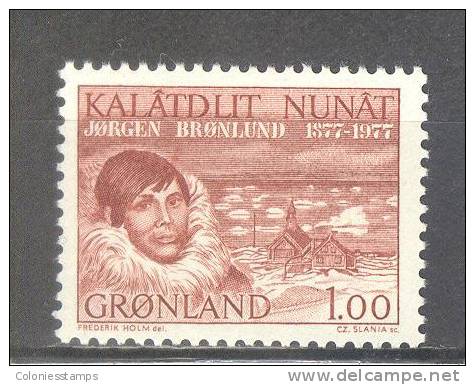 (SA0620) GREENLAND, 1977 (Birth Centenary Of Jorgen Bronlund). Mi # 104. MNH** Stamp - Ongebruikt