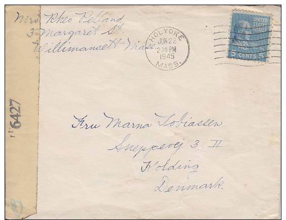 USA; WW2 Censored Cover To Denmark - Lettres & Documents