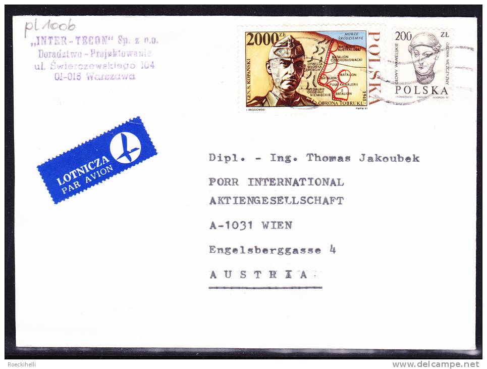 31.12.1986  -  Polen -  Bedarfsbeleg, Gelaufen Von Warschau Nach Wien  -  S.Scan  (pl 1006 2xbm) - Storia Postale