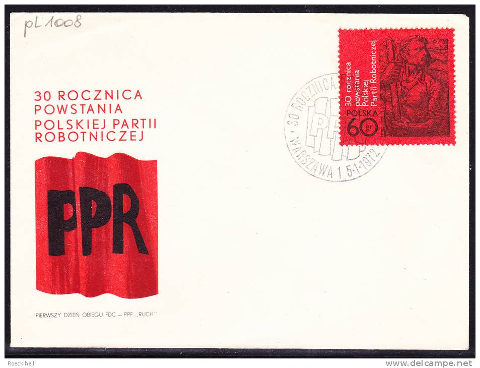 1972 - POLEN - FDC  "30 Rocznica Powstania Polskiej Part II Robotniczej"  -  S.Scan  (pl 1008 Fdc) - FDC