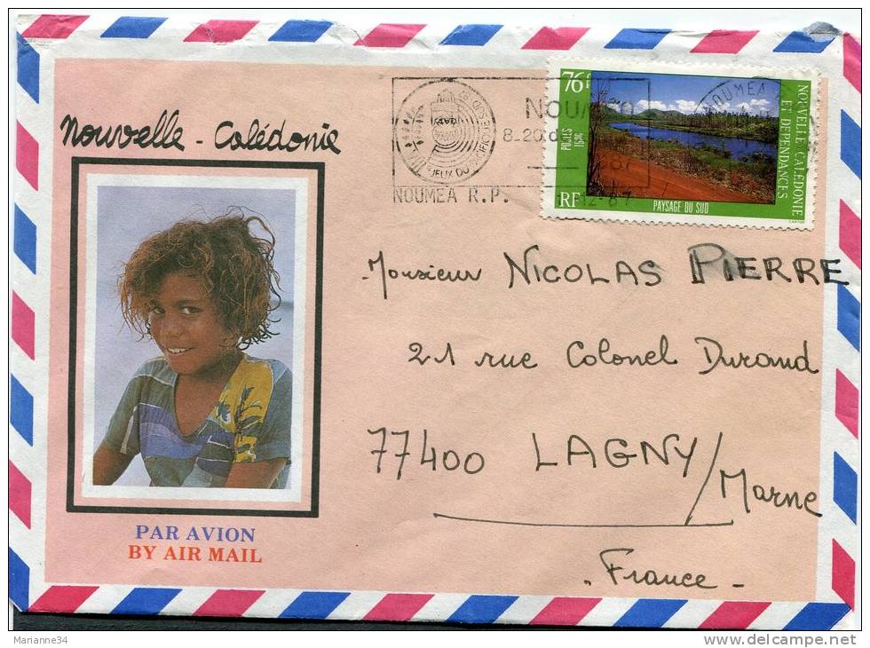 Nouvelle Caledonie-Lettre Illustrée (enfant) Avec Timbre YT 526 -circulé En 1987 - Covers & Documents