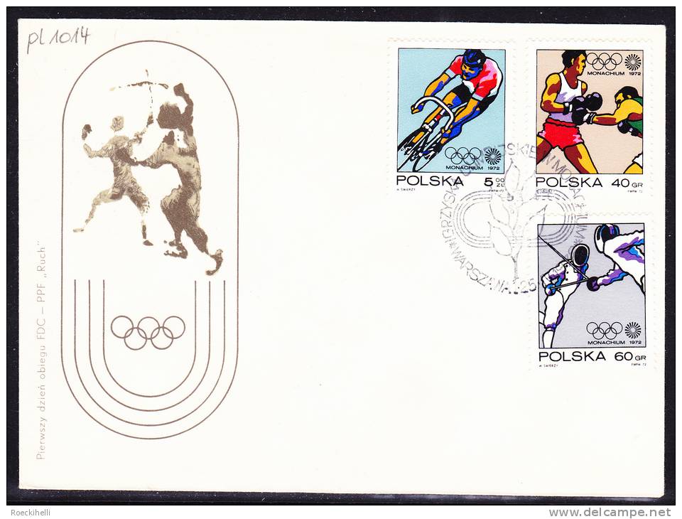 1972 - POLEN - FDC  (First Day Cover) "Olimpijskie Monachium 1972" -  S.Scan  (pl 1014 Fdc) - FDC