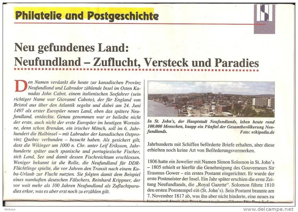 Canada. (Neufundland) 3 Doppelseiten Mit Vielen Interessanten Abbildungen - Philatelie Und Postgeschichte