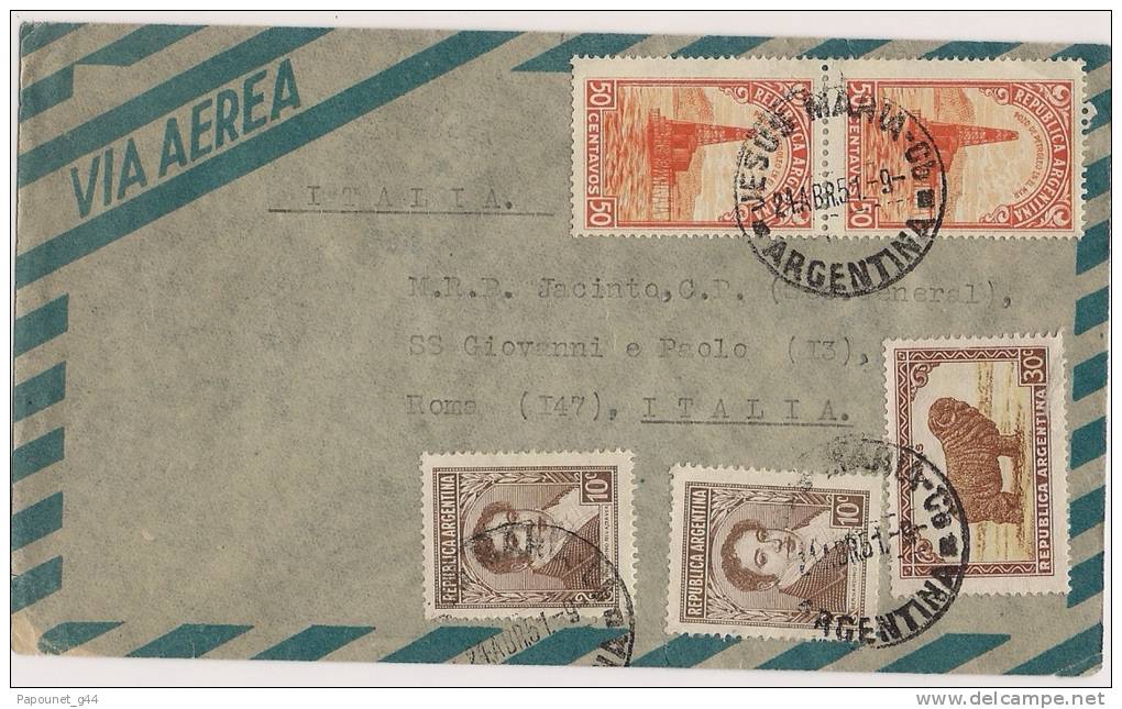 Lettre Argentine 1951 Jesus Marla Pour ( Rome Italie ) - Lettres & Documents