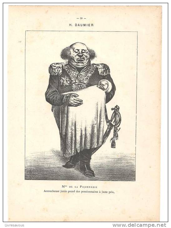 Caricature De H. Daumier Mr Arlépaire Et Au Recto Mme De La Poçonnerie (accoucheuse Jurée Prend Des Pensionnaires) - Autres & Non Classés