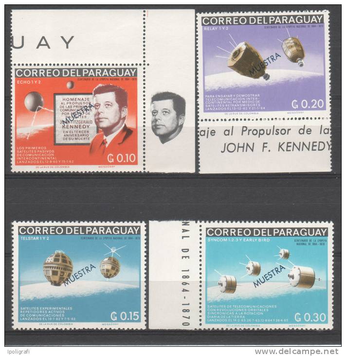 Paraguay - 1966 - Pres. Kennedy And The Race To The Space, Complete Set Perforated, Specimen - Sud America