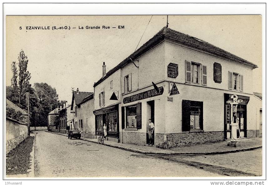 Carte Postale Ancienne Ezanville - La Grande Rue - Café, Bureau De Tabac De La Mairie - Ezanville