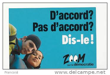 Carte Boomerang. Publicité Pour Le Site Internet  "Zoom Sur La Démocratie" - Politieke Partijen & Verkiezingen