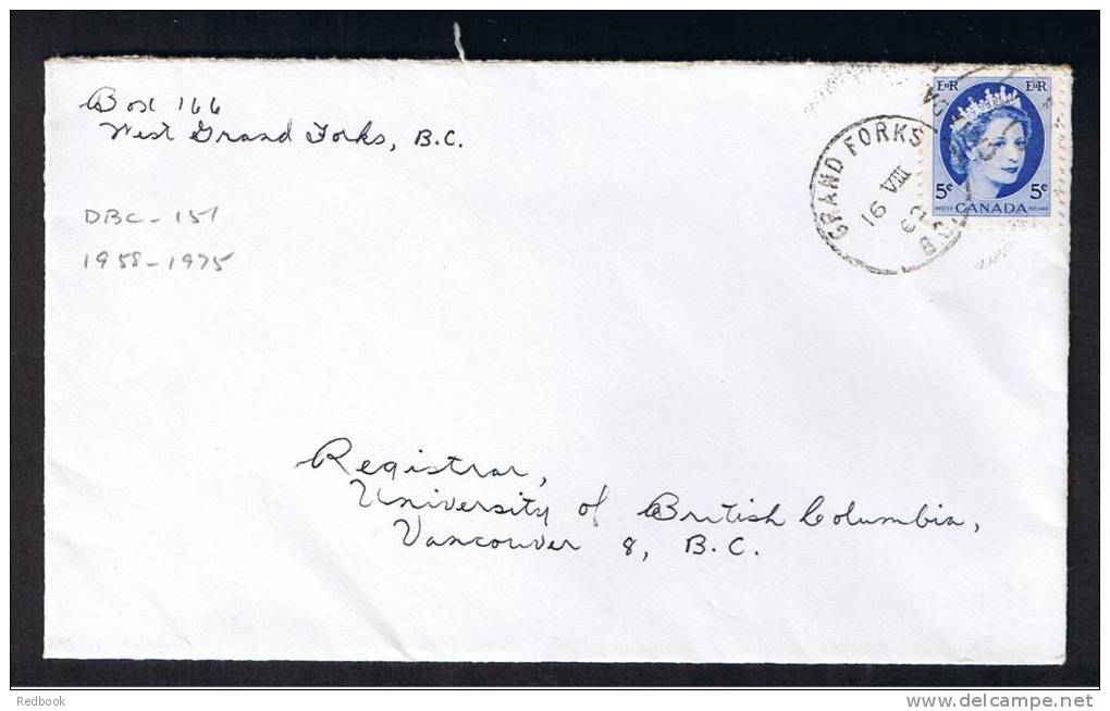 RB 848 - 1962 Cover - Grand Forks BC To Vancouver Canada 5c Rate - Covers & Documents