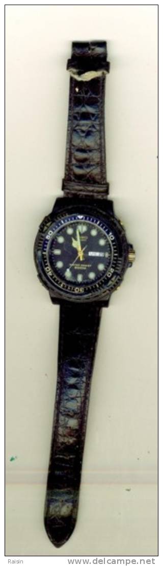 Montre Homme  Casio Quartz Watch Resist 200m Stainless Steel Bracelet Cuir - Watches: Modern