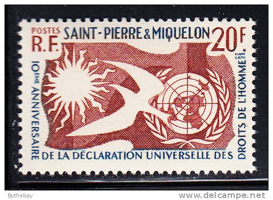 St Pierre Et Miquelon 1958 MNH Sc 356 20fr Human Rights Issue - Nuevos