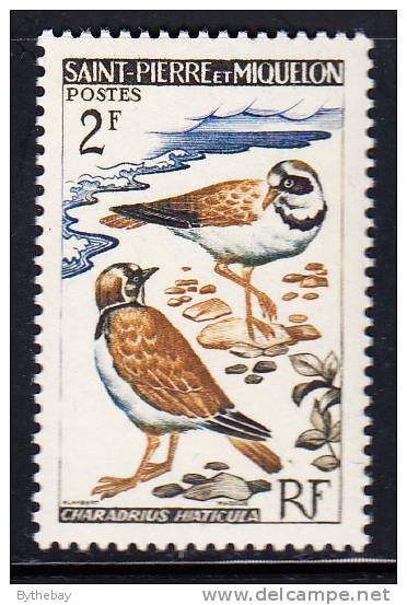 St Pierre Et Miquelon 1963 MNH Sc 364 2fr Ringed Plovers - Neufs