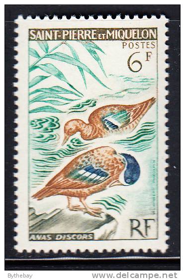 St Pierre Et Miquelon 1963 MNH Sc 365 6fr Blue-winged Teal - Unused Stamps
