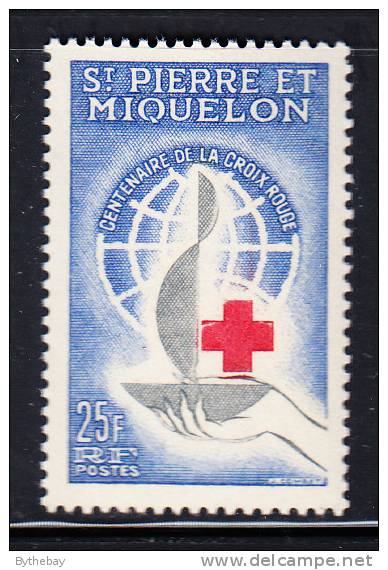 St Pierre Et Miquelon 1963 MNH Sc 367 25fr Red Cross Centenary Issue - Unused Stamps