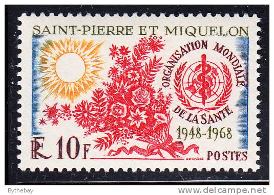 St Pierre Et Miquelon 1968 MNH Sc 377 10fr WHO Anniversary Issue - Neufs