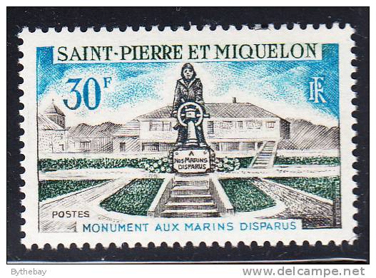 St Pierre Et Miquelon 1969 MNH Sc 387 30fr Monument To Fishermen Lost At Sea - Nuevos