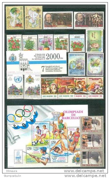 1992 COMPLETE YEAR PACK MNH ** - Komplette Jahrgänge