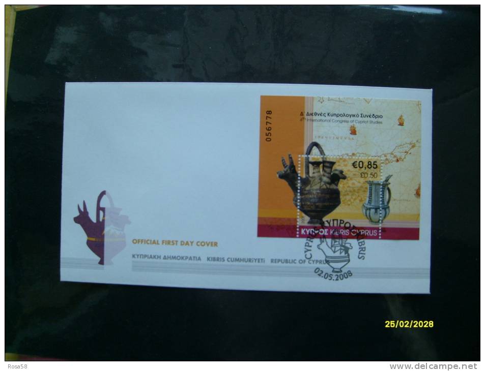NOVITA´ Miniature Sheet 2008 Foglietto Su FDC 4th International Congress Of Cypriot Studies - Lettres & Documents