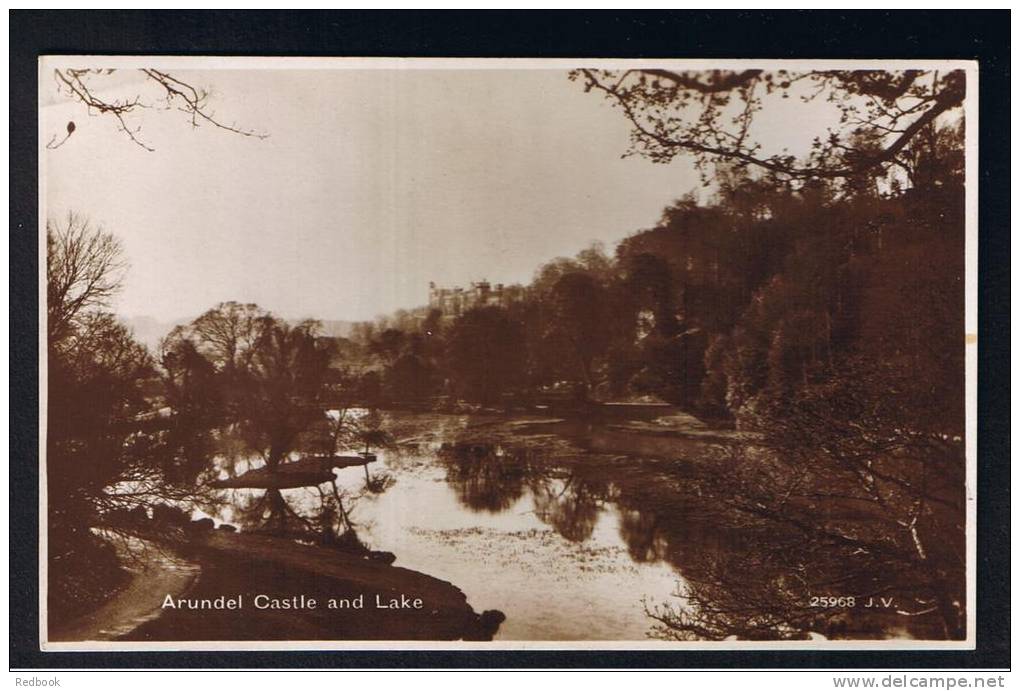 RB 849 - Real Photo Postcard Arundel Castle &amp; Lake Sussex - Arundel