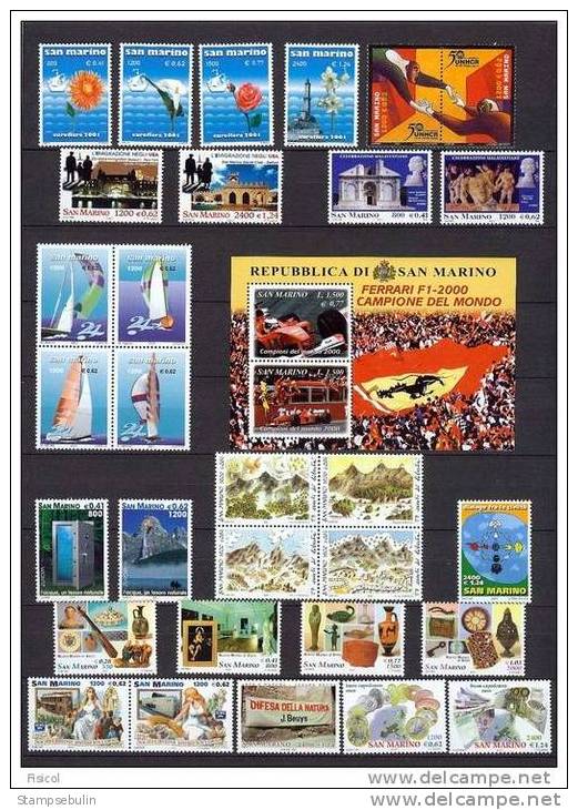 2001 COMPLETE YEAR PACK MNH ** - Volledig Jaar