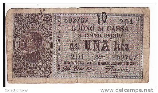 1 Lira - 10/07/1921 - Firme Dell'Ara /Porena - Vittorio Emanuele III - Qualita' MB-BB - Cat. Alfa BC.14 Rara 5 - Italia – 1 Lira