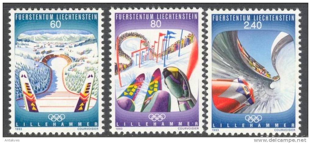 Liechtenstein 1993 Winter Olympic Games Lillehammer 1994 Set Of 3 MNH** 3.80 SFr. - Hiver 1994: Lillehammer