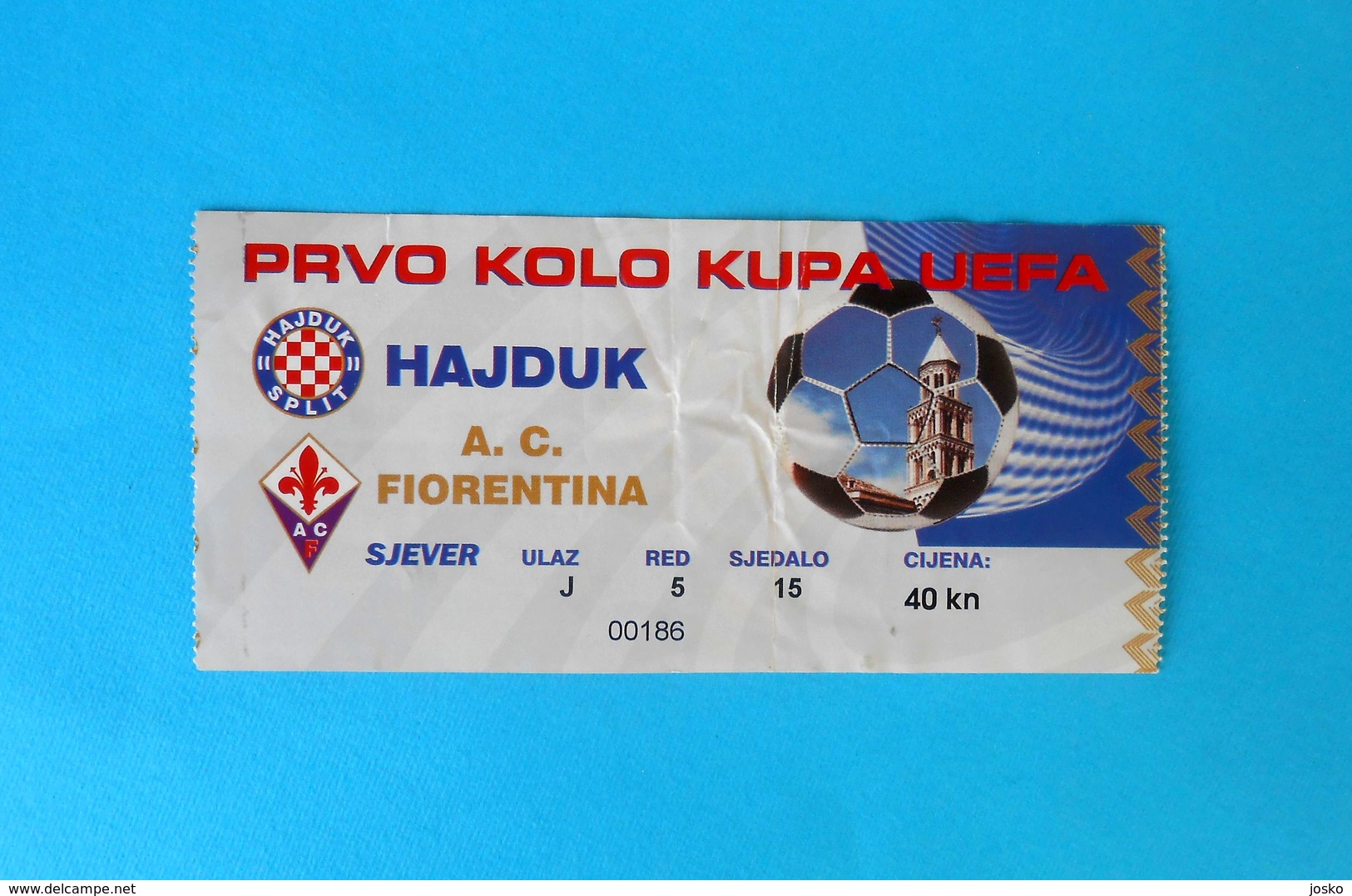 HAJDUK V AC FIORENTINA - 1998. UEFA CUP Football Match Ticket Soccer Billet Foot Fussball Calcio Biglietto Italy Italia - Tickets & Toegangskaarten